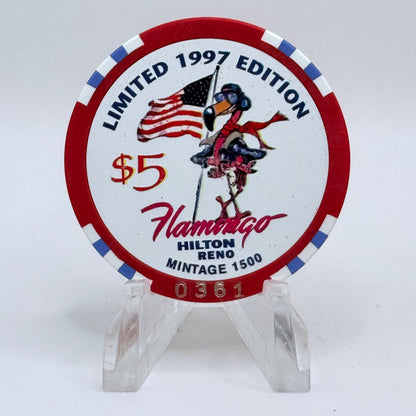 Flamingo Hilton Reno Nevada 1997 'Flight for Freedom' Series 8 LE $5 Casino Chip N9724