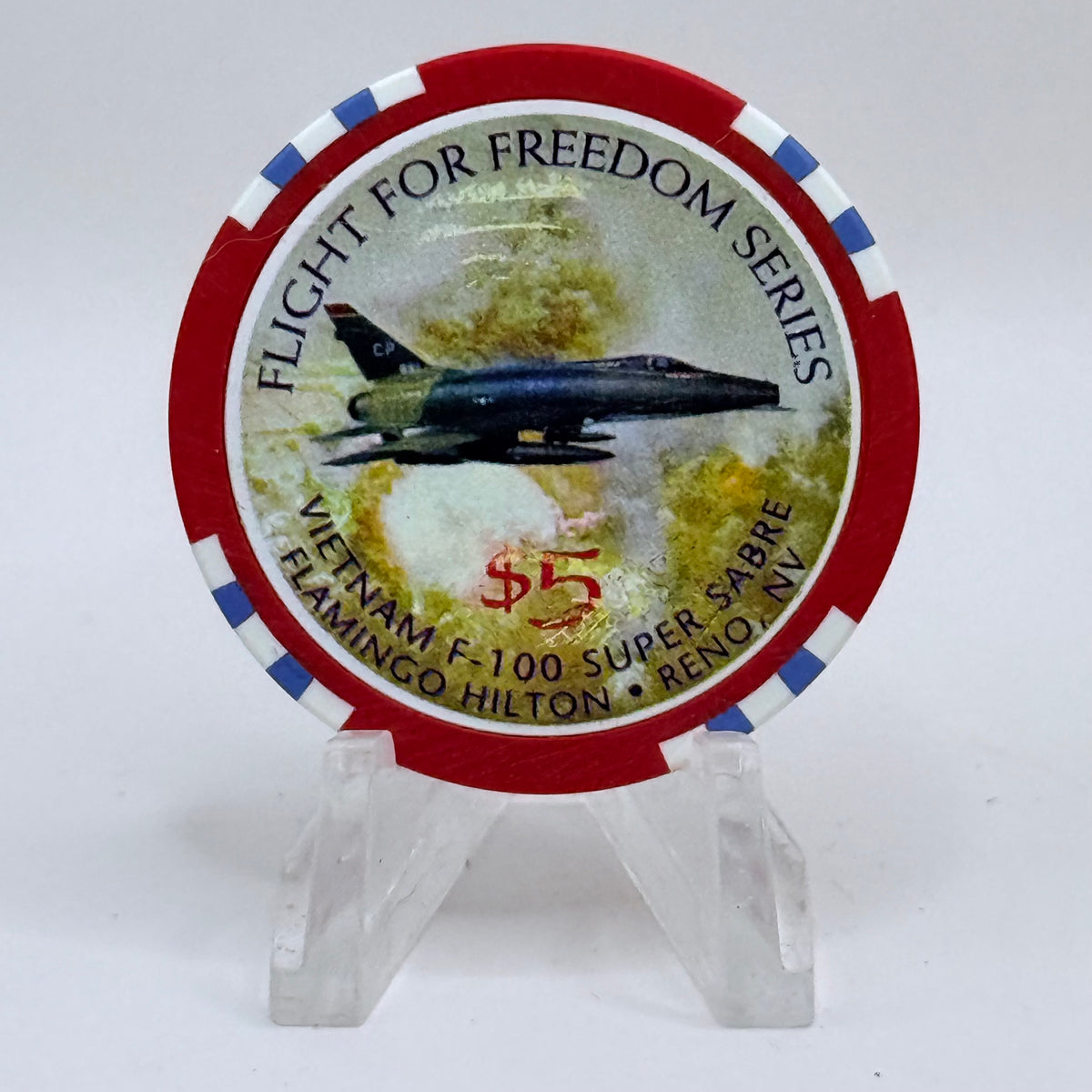 Flamingo Hilton Reno Nevada 1997 'Flight for Freedom' Series 8 LE $5 Casino Chip N9726