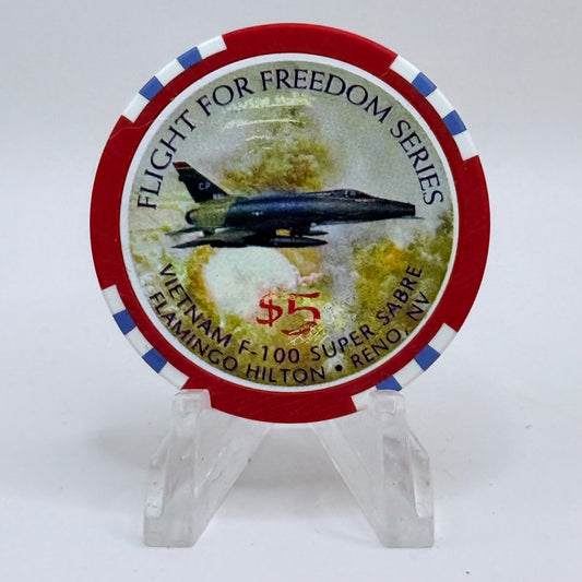 Flamingo Hilton Reno Nevada 1997 'Flight for Freedom' Series 8 LE $5 Casino Chip N9726