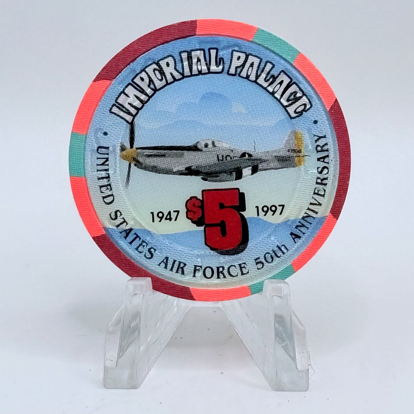 Imperial Palace Las Vegas Nevada 1997 'United States Air Force 50th Anniversary' LE $5 Casino Chip N9995