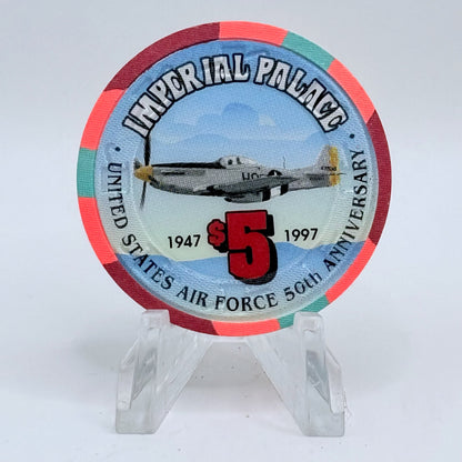 Imperial Palace Las Vegas Nevada 1997 'United States Air Force 50th Anniversary' LE $5 Casino Chip N9995