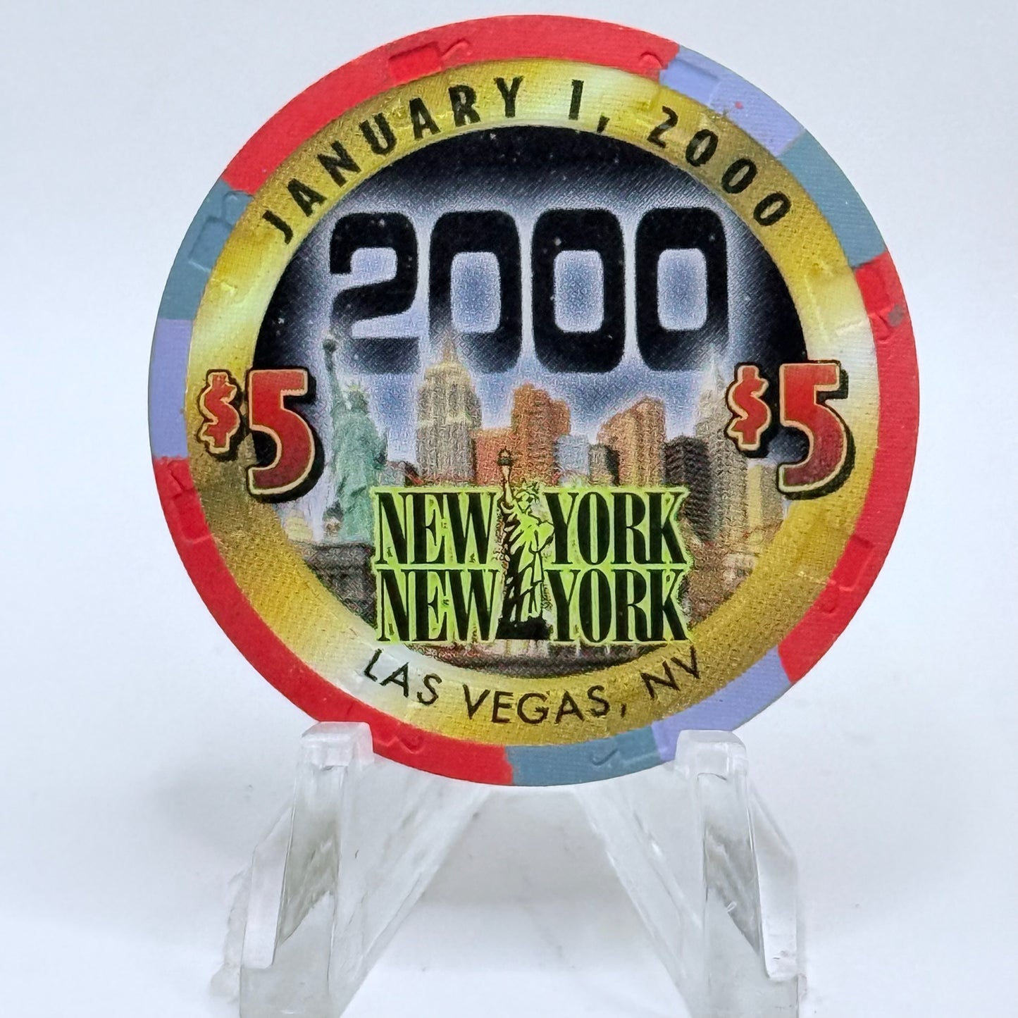 New York New York Las Vegas Nevada 1999 'Millennium' LE $5 Casino Chip V5107