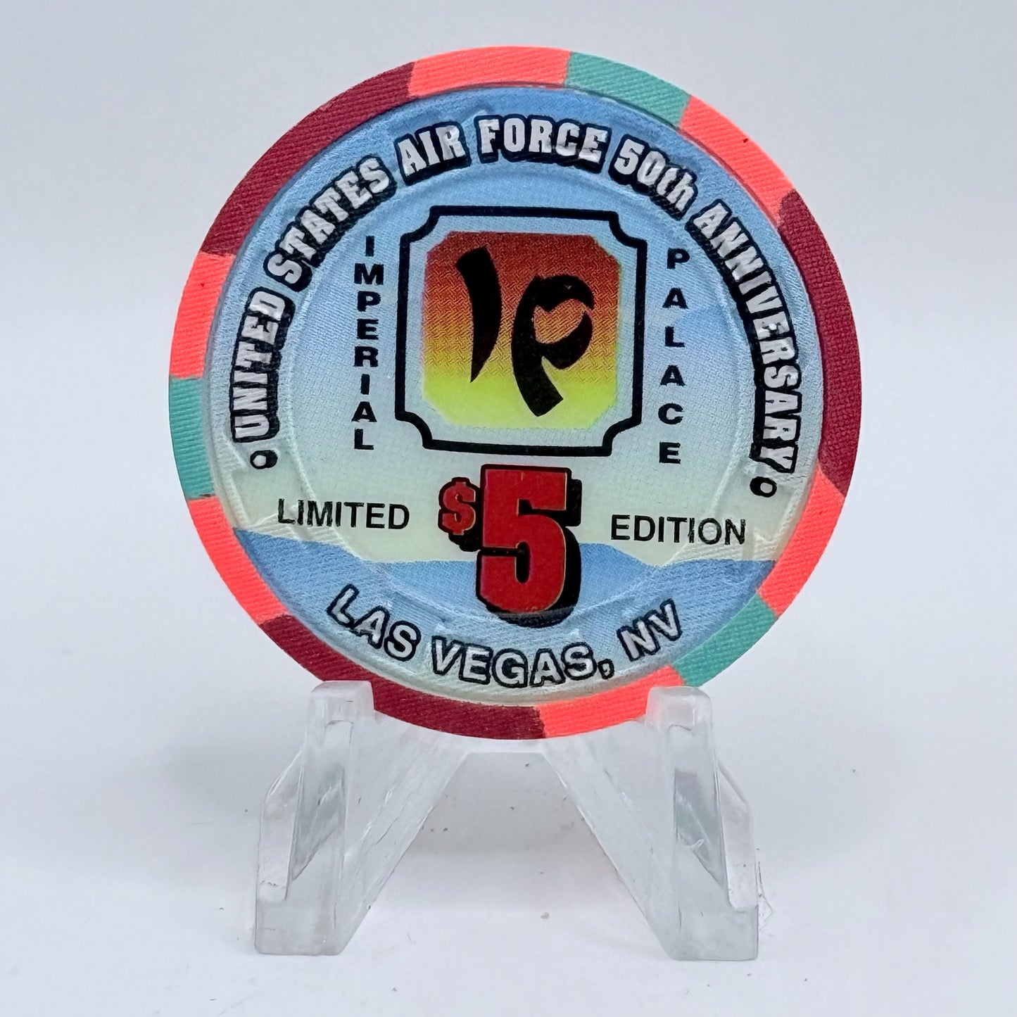 Imperial Palace Las Vegas Nevada 1997 'United States Air Force 50th Anniversary' LE $5 Casino Chip N9995