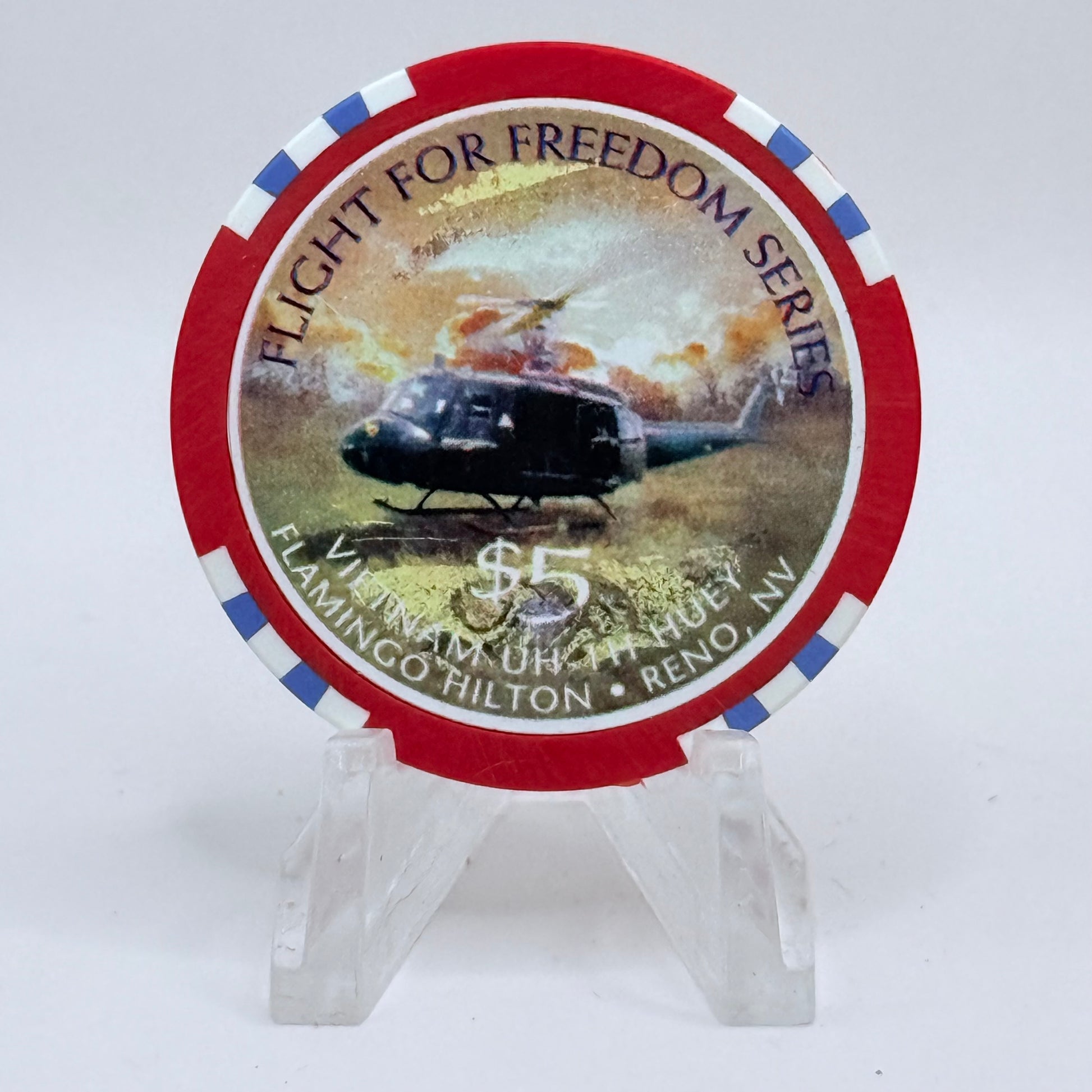 Flamingo Hilton Reno Nevada 1997 'Flight for Freedom' Series 8 LE $5 Casino Chip N9727