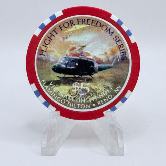 Flamingo Hilton Reno Nevada 1997 'Flight for Freedom' Series 8 LE $5 Casino Chip N9727