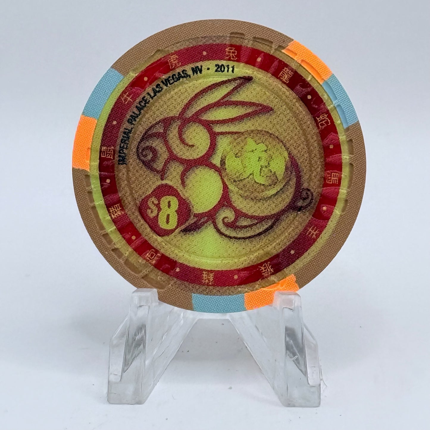 Imperial Palace Las Vegas Nevada 2011 'Year Of The Rabbit' LE $8 Casino Chip E9998