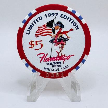 Flamingo Hilton Reno Nevada 1997 'Flight for Freedom' Series 8 LE $5 Casino Chip N9727
