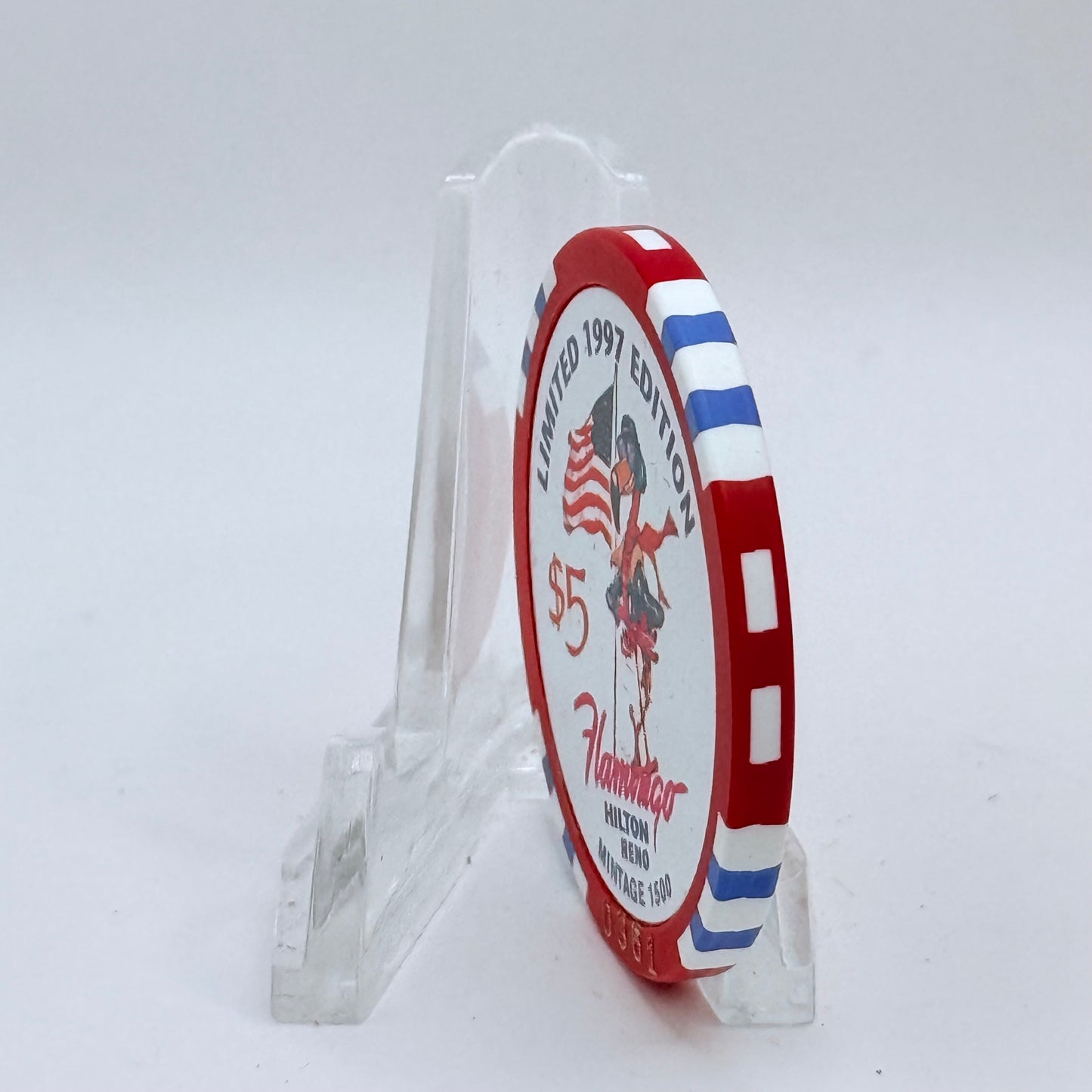 Flamingo Hilton Reno Nevada 1997 'Flight for Freedom' Series 8 LE $5 Casino Chip N9727