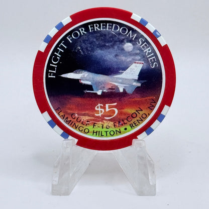 Flamingo Hilton Reno Nevada 1997 'Flight for Freedom' Series 8 LE $5 Casino Chip N9728