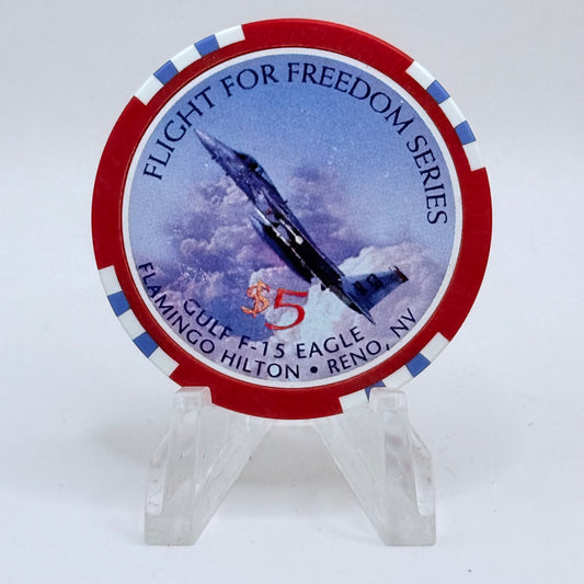 Flamingo Hilton Reno Nevada 1997 'Flight for Freedom' Series 8 LE $5 Casino Chip N9729