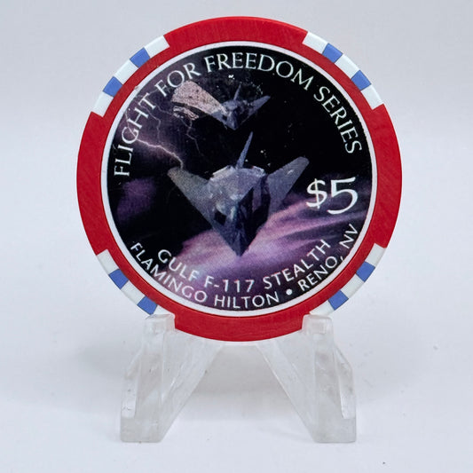 Flamingo Hilton Reno Nevada 1997 'Flight for Freedom' Series 8 LE $5 Casino Chip N9730