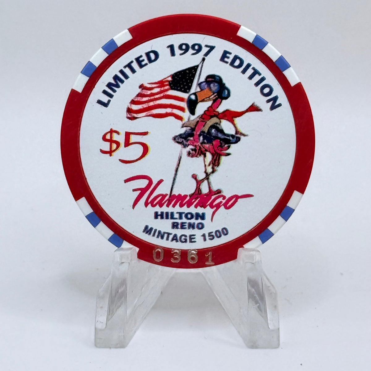 Flamingo Hilton Reno Nevada 1997 'Flight for Freedom' Series 8 LE $5 Casino Chip N9730