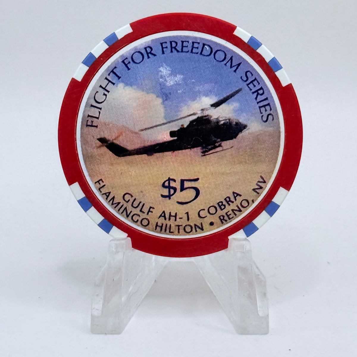 Flamingo Hilton Reno Nevada 1997 'Flight for Freedom' Series 8 LE $5 Casino Chip N9731