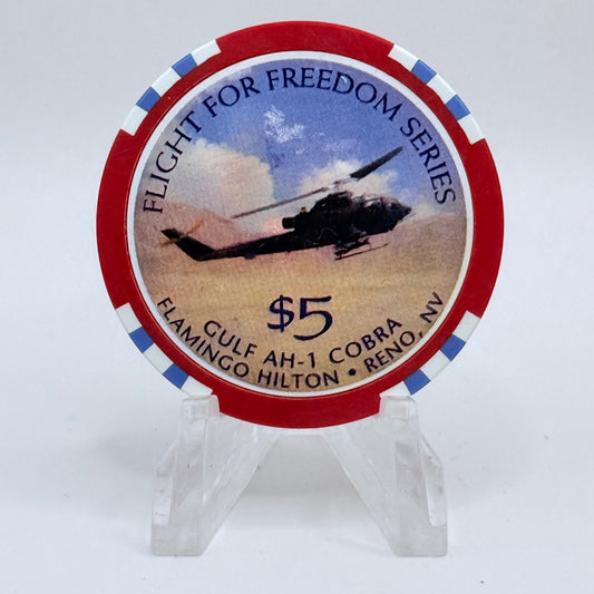 Flamingo Hilton Reno Nevada 1997 'Flight for Freedom' Series 8 LE $5 Casino Chip N9731