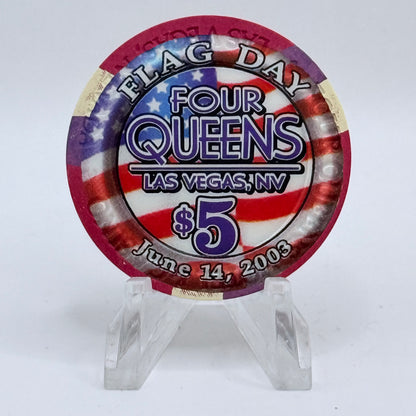 Four Queens Las Vegas Nevada 2003 'Flag Day' LE $5 Casino Chip E0536