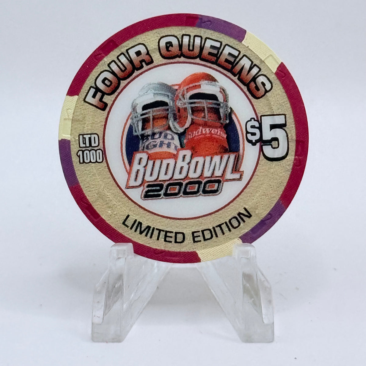 Four Queens Las Vegas Nevada 2000 'Bud Bowl' LE $5 Casino Chip V4209
