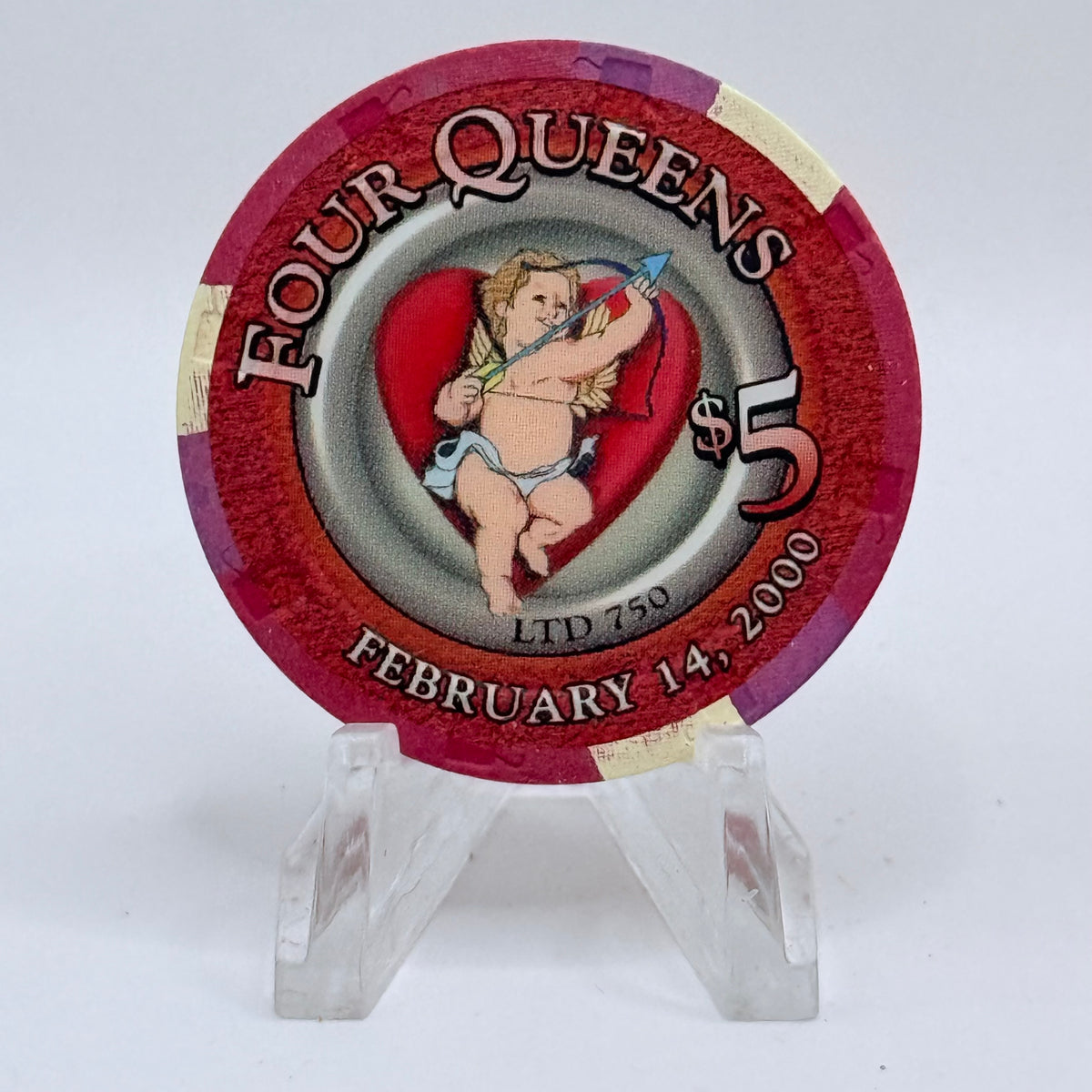 Four Queens Las Vegas Nevada 2000 'St. Valentine's Day' LE $5 Casino Chip V4214