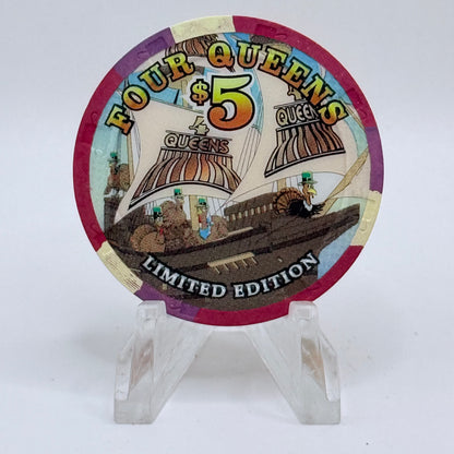 Four Queens Las Vegas Nevada 1999 'Happy Thanksgiving' LE $5 Casino Chip V4219