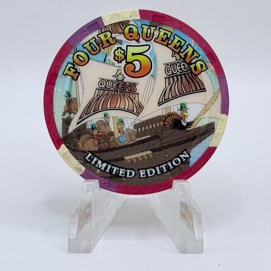 Four Queens Las Vegas Nevada 1999 'Happy Thanksgiving' LE $5 Casino Chip V4219