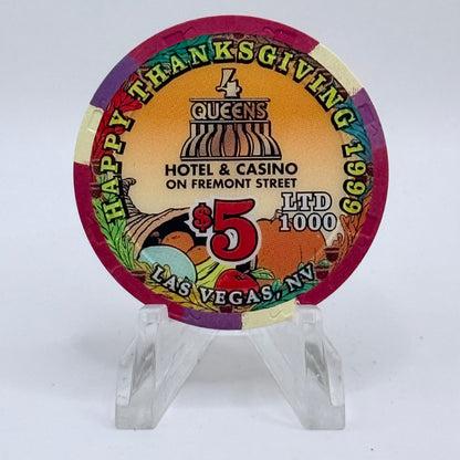 Four Queens Las Vegas Nevada 1999 'Happy Thanksgiving' LE $5 Casino Chip V4219