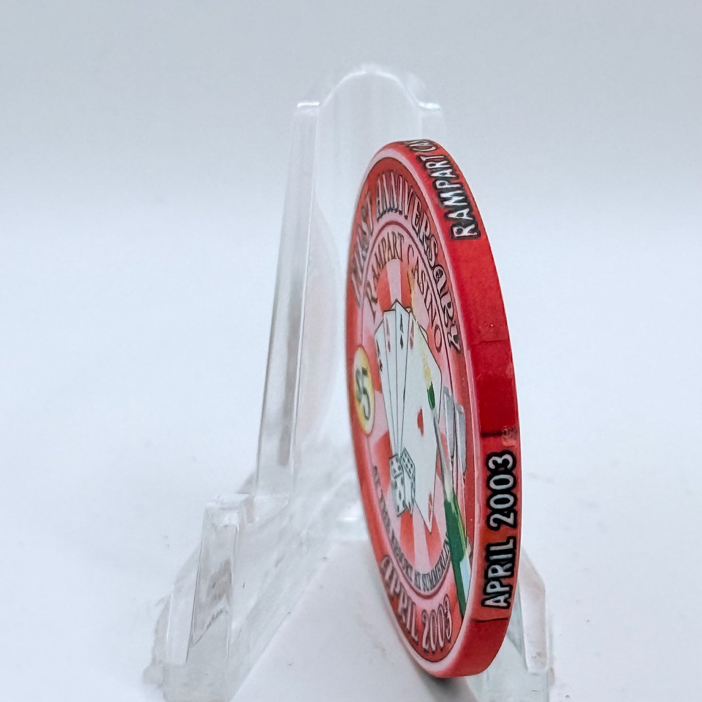 Rampart Casino Las Vegas Nevada 2003 'First Anniversary' LE $5 Casino Chip E2217