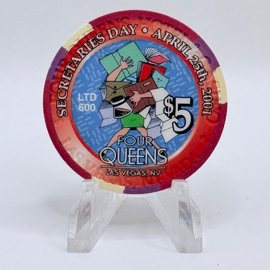 Four Queens Las Vegas Nevada 2001 'Secretary's Day' LE $5 Casino Chip V7069