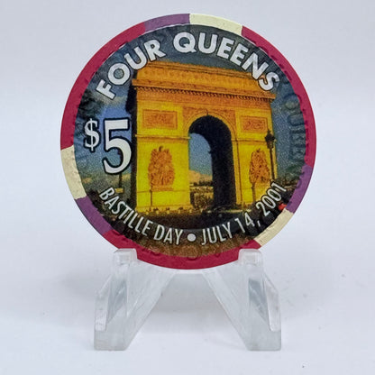 Four Queens Las Vegas Nevada 2001 'Bastille Day' LE $5 Casino Chip V8536