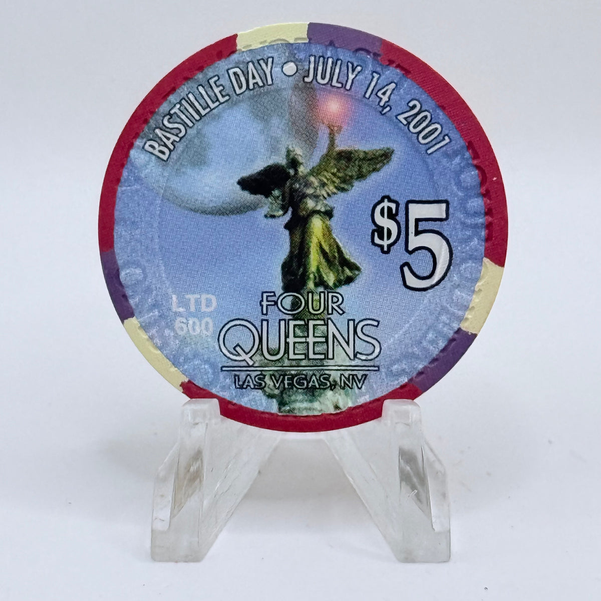 Four Queens Las Vegas Nevada 2001 'Bastille Day' LE $5 Casino Chip V8536