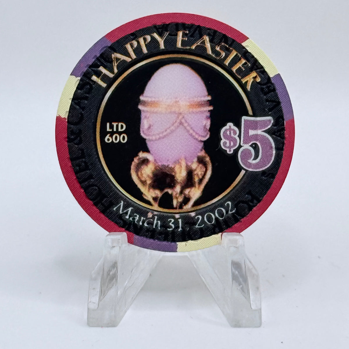Four Queens Las Vegas Nevada 2002 'Happy Easter' LE $5 Casino Chip V8537