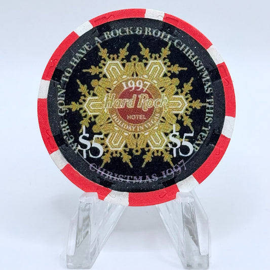 Hard Rock - Las Vegas Las Vegas Nevada 1997 'Christmas' LE $5 Casino Chip N9849