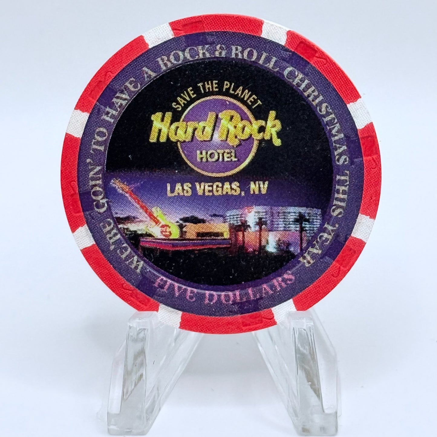 Hard Rock - Las Vegas Las Vegas Nevada 1997 'Christmas' LE $5 Casino Chip N9849