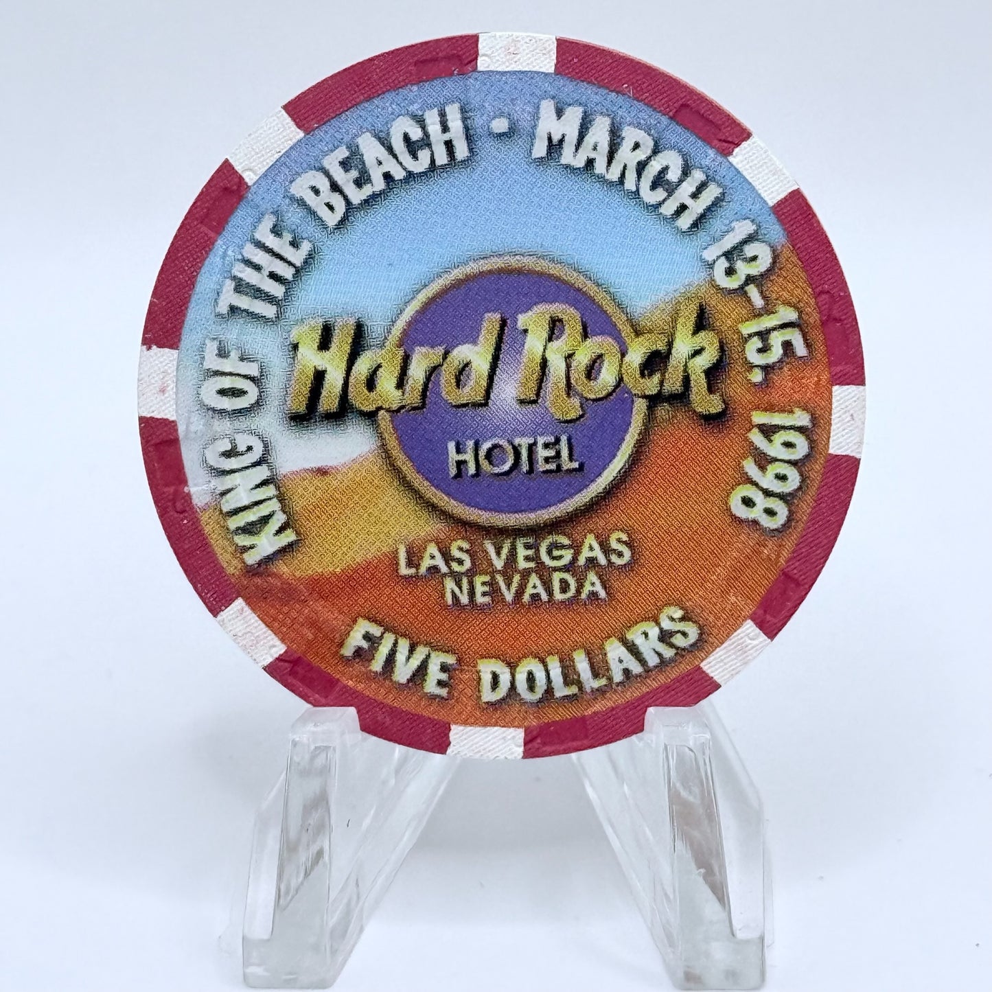 Hard Rock - Las Vegas Las Vegas Nevada 1998 'King of the Beach' LE $5 Casino Chip N9855
