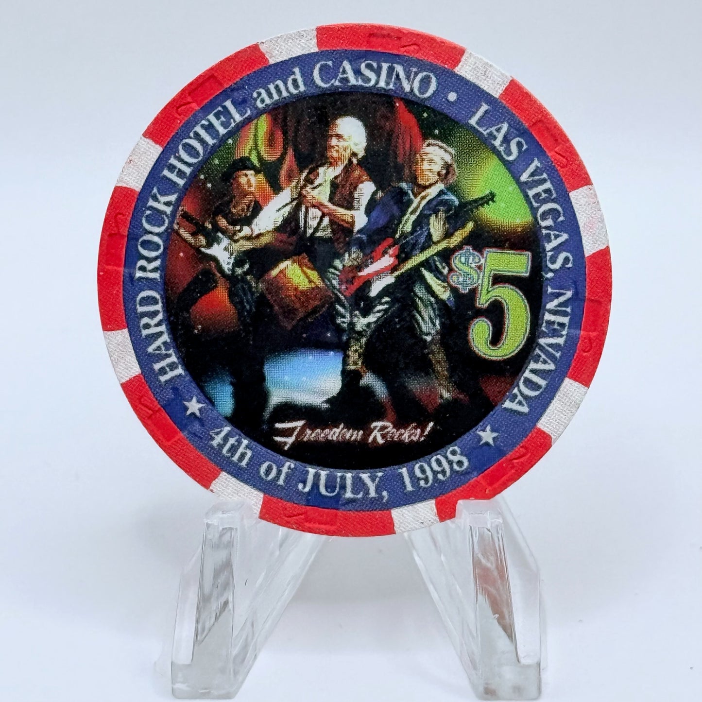 Hard Rock - Las Vegas Las Vegas Nevada 1998 'Independence Day' LE $5 Casino Chip V2667