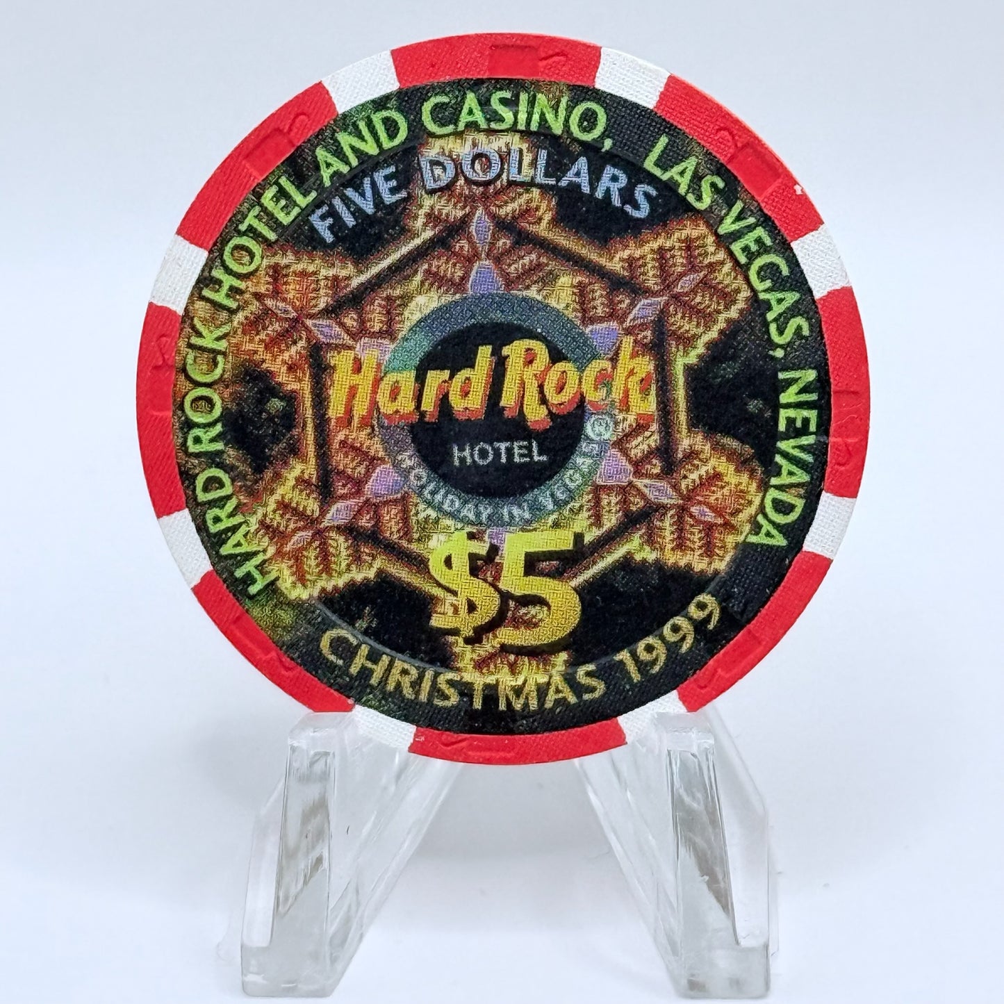 Hard Rock - Las Vegas Las Vegas Nevada 1999 'Christmas' LE $5 Casino Chip V4431