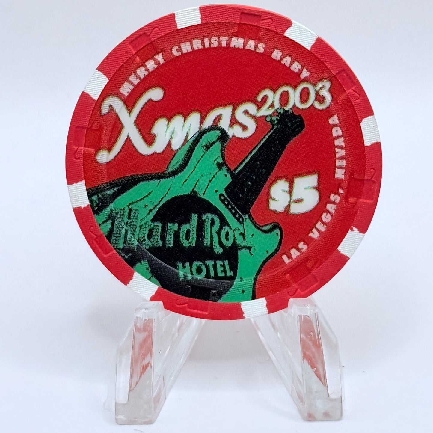 Hard Rock - Las Vegas Las Vegas Nevada 2003 'Christmas' LE $5 Casino Chip E0782