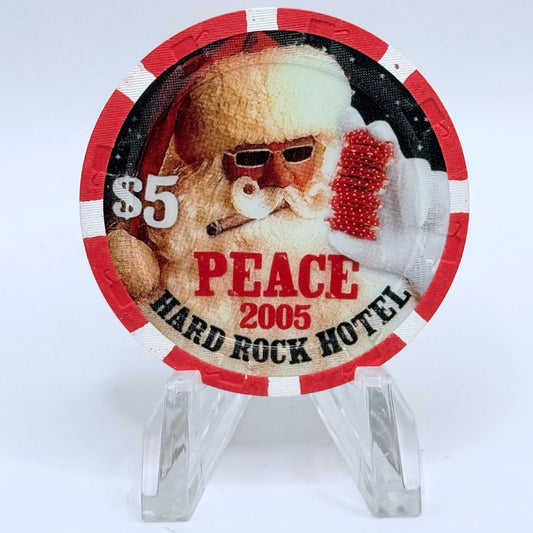 Hard Rock - Las Vegas Las Vegas Nevada 2005 'Chritmas' LE $5 Casino Chip E7428
