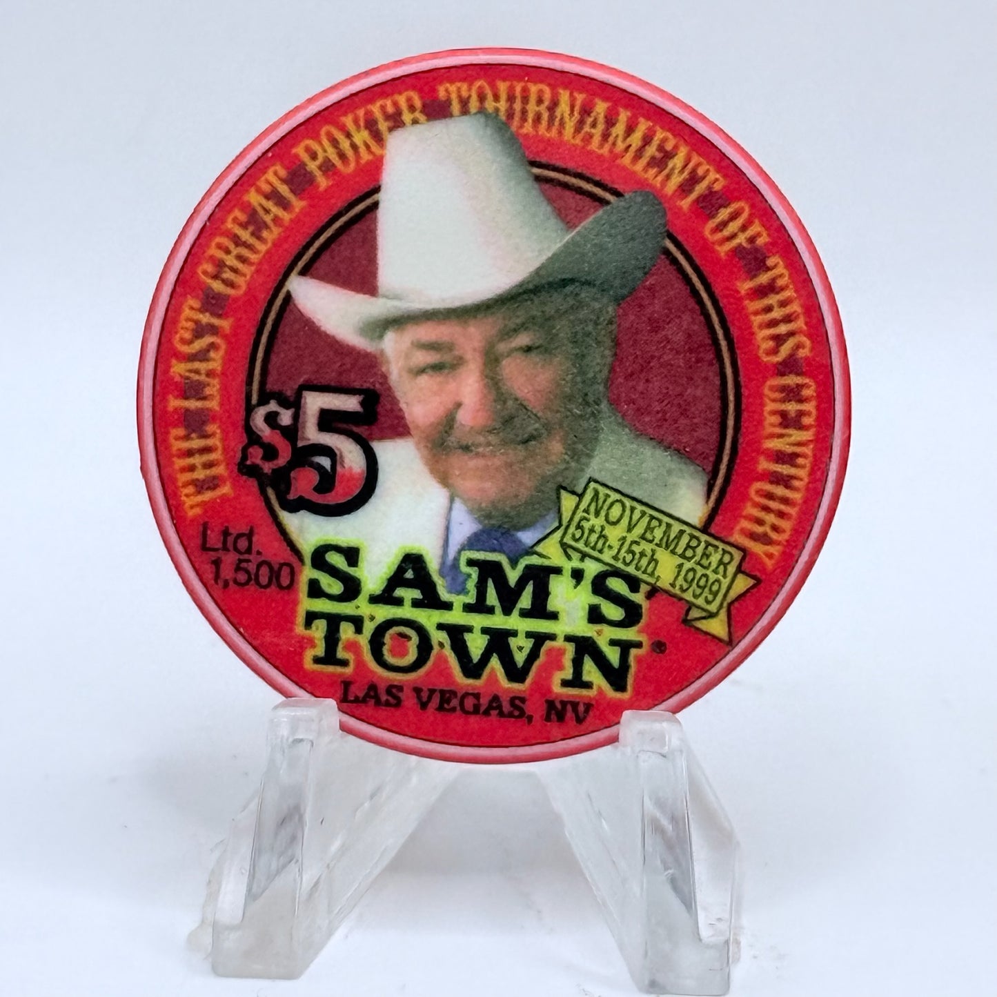 Sam's Town Las Vegas Nevada 1999 'Sam Boyd Poker Classic' LE $5 Casino Chip V5494