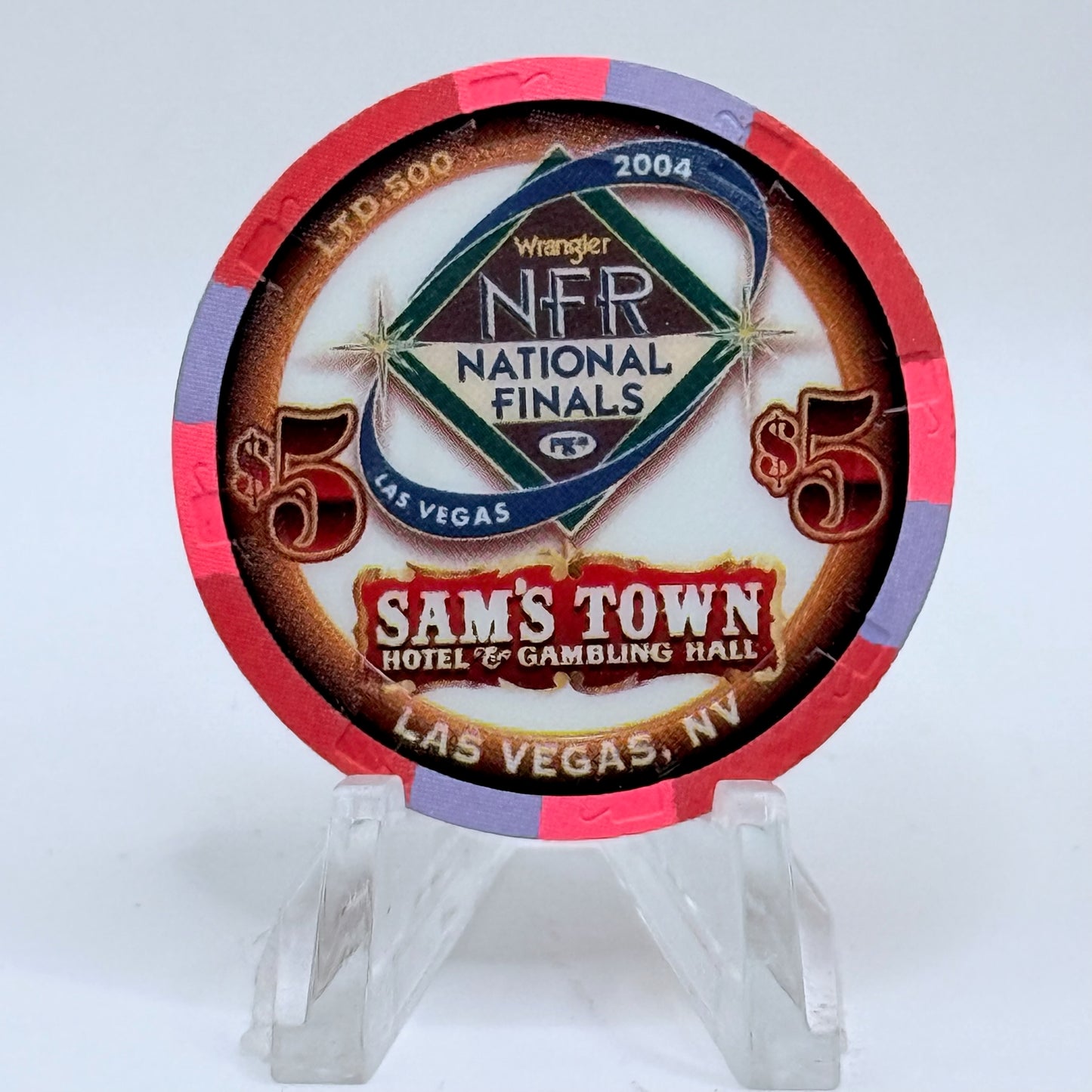 Sam's Town Las Vegas Nevada 2004 'NFR National Finals - Barrel Riding' LE $5 Casino Chip E4255
