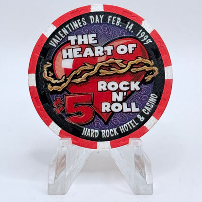 Hard Rock - Las Vegas Las Vegas Nevada 1999 'Valentine's Day' LE $5 Casino Chip V2673