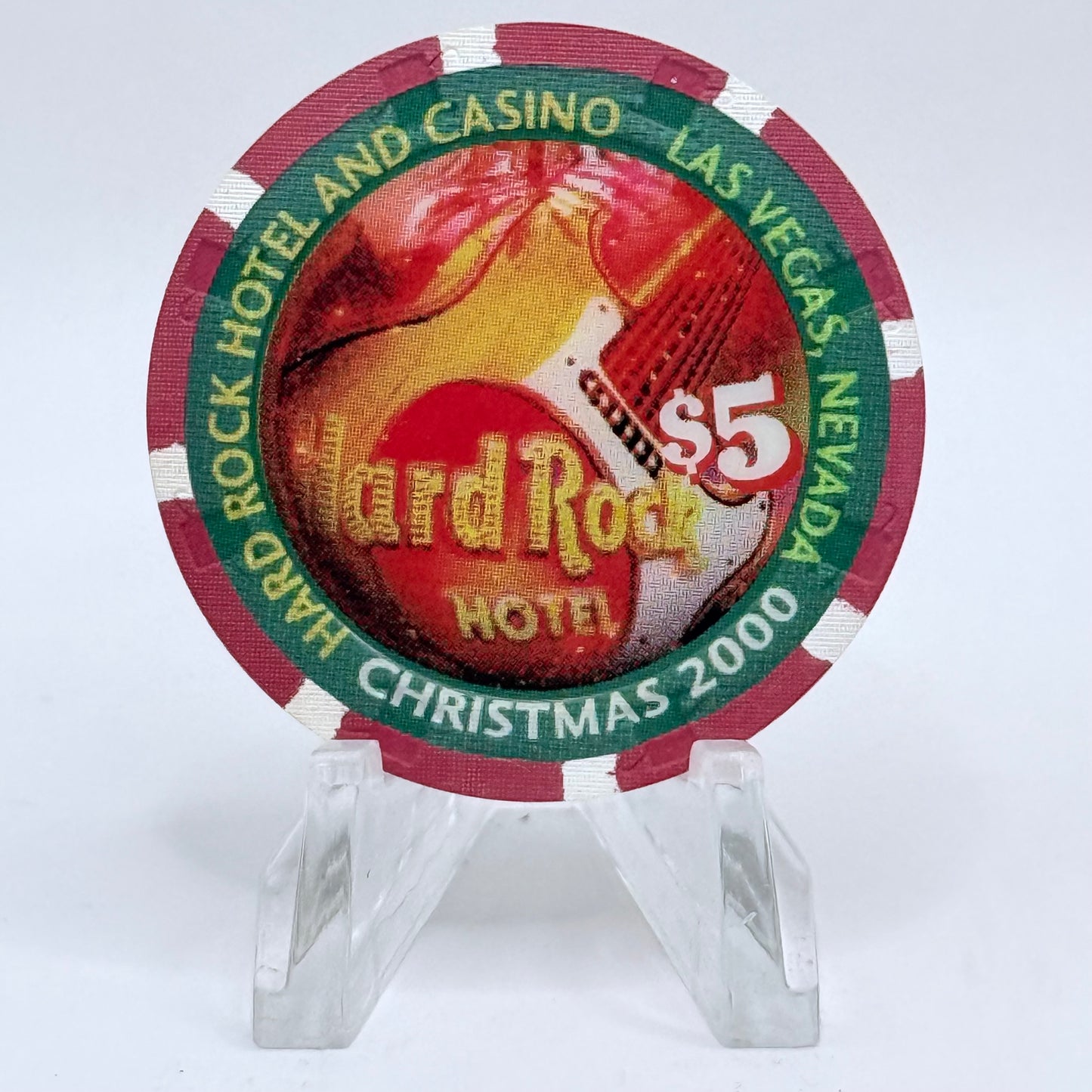 Hard Rock - Las Vegas Las Vegas Nevada 2000 'Christmas' LE $5 Casino Chip V7713
