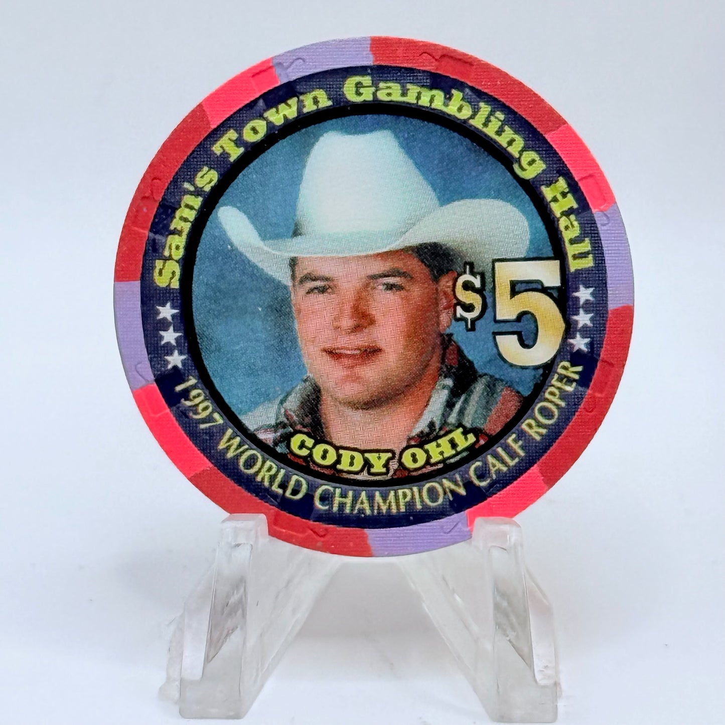 Sam's Town Las Vegas Nevada 1998 'Cody Ohl NFR' LE $5 Casino Chip V3367