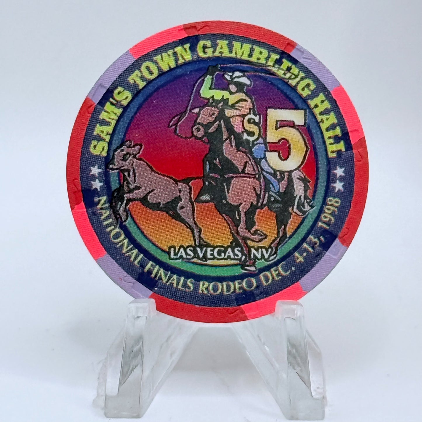 Sam's Town Las Vegas Nevada 1998 'Cody Ohl NFR' LE $5 Casino Chip V3367