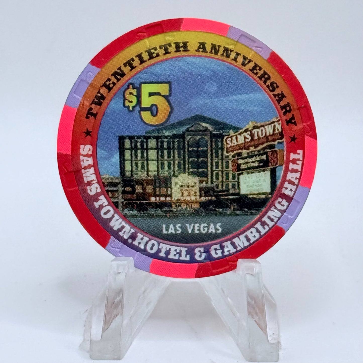 Sam's Town Las Vegas Nevada 1999 'Twentieth Anniversary' LE $5 Casino Chip V5499