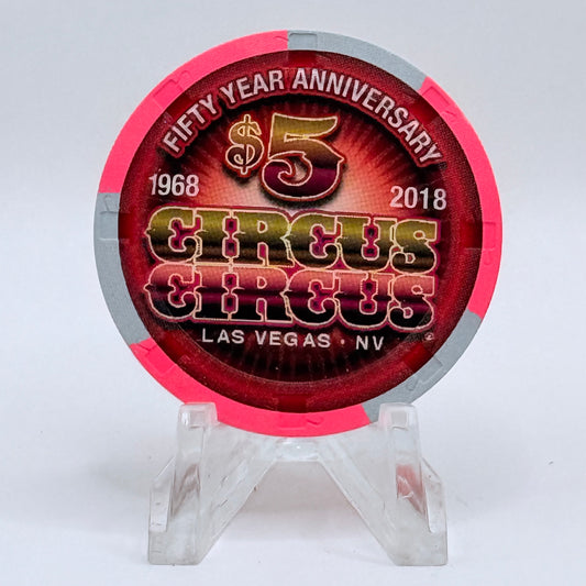 Circus Circus Las Vegas Nevada 2017 'Fifty Year Anniversary' LE $5 Casino Chip