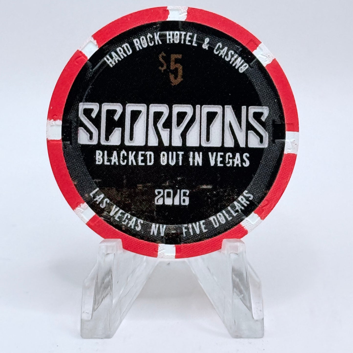 Hard Rock - Las Vegas Las Vegas Nevada 2016 'Scorpions- Blacked Out In Vegas' LE $5 Casino Chip D2468