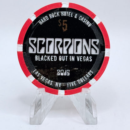 Hard Rock - Las Vegas Las Vegas Nevada 2016 'Scorpions- Blacked Out In Vegas' LE $5 Casino Chip D2468