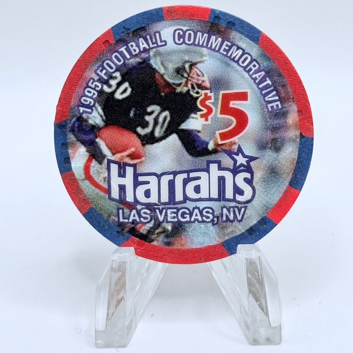 Harrah's Las Vegas Nevada 1995 'Football' LE $5 Casino Chip N4726