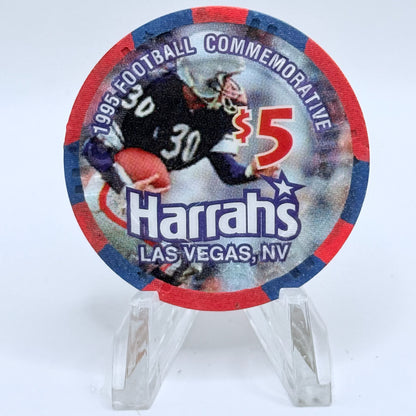 Harrah's Las Vegas Nevada 1995 'Football' LE $5 Casino Chip N4726