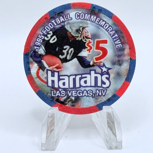 Harrah's Las Vegas Nevada 1995 'Football' LE $5 Casino Chip N4726