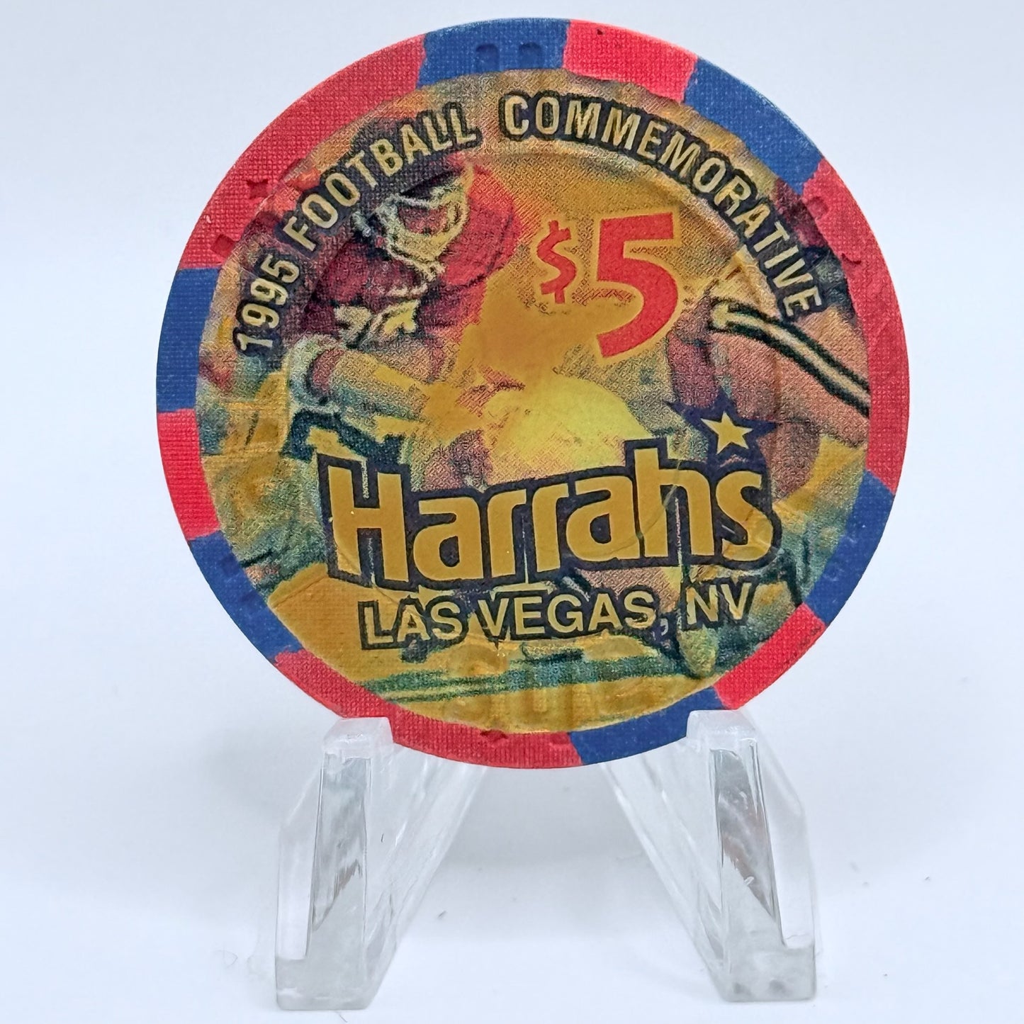 Harrah's Las Vegas Nevada 1995 'Football' LE $5 Casino Chip N4726